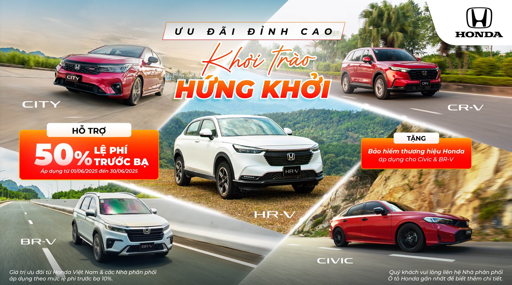 Chương trình khuyến mại của các dòng xe ô tô Honda trong tháng 6 năm 2025